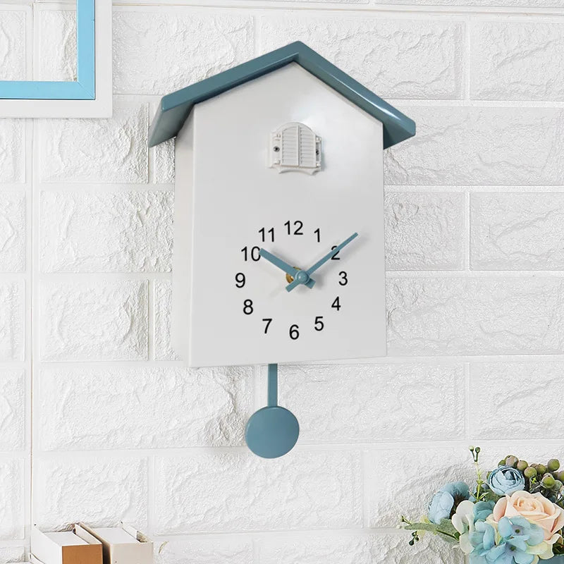 Cuckoo Wall Clock 20x25cm Muted Green Modern Hanging Home Clock Fall 2025 Whimsical Quartz Pendulum Gift