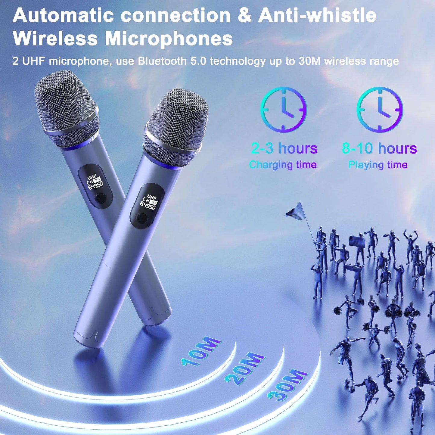 Bluetooth Speaker Karaoke Machine With 2 Microphones And LED Lights Home Party Sound System Fall 2025