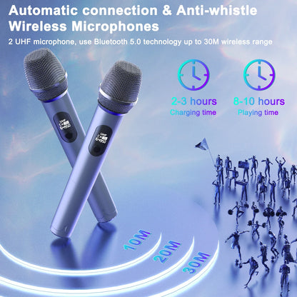 Bluetooth Speaker Karaoke Machine With 2 Microphones And LED Lights Home Party Sound System Fall 2025