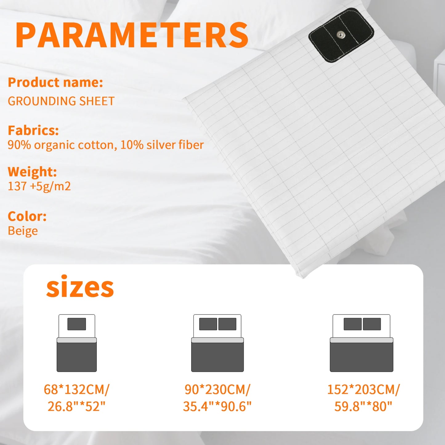 Earthing Grounding Bed Sheet 95 Cotton 5 Silver Fiber