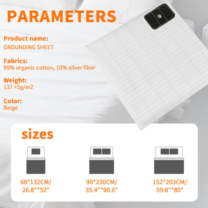 Earthing Grounding Bed Sheet 95 Cotton 5 Silver Fiber