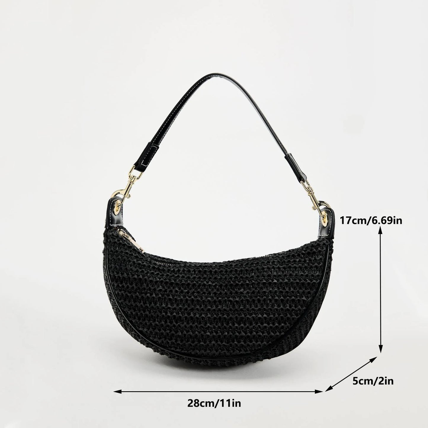 Lightweight women's woven straw shoulder bag – hobo style, crossbody, for beach & summer