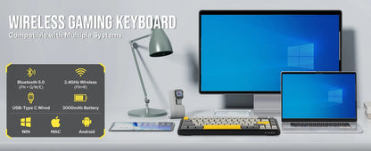 Teclado mecánico 68 teclas inalámbrico Bluetooth RGB efecto Hall