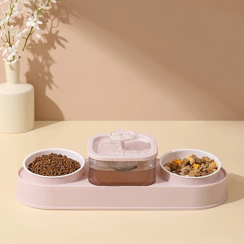 Automatischer Futterspender 200ml Portion Doppelnapf Edelstahl Futter- und Wasserstation Fall 2025 Rutschfest Leicht zu Reinigen