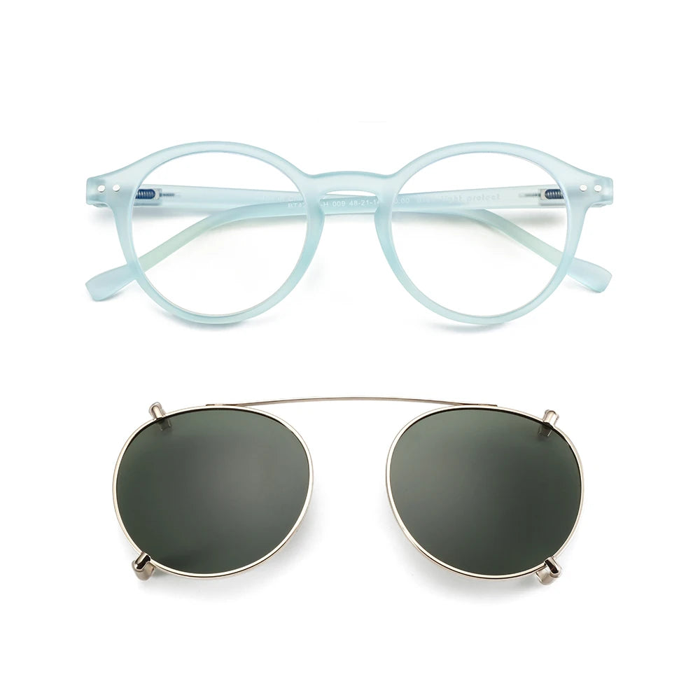 Clip-On Zonnebril Retro Ronde Monturen Anti Blauw Licht Polariserende Clip-Ons Zomer 2026