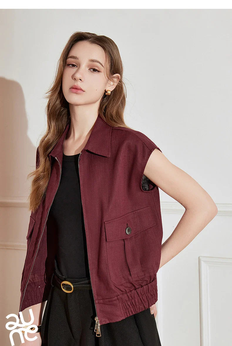 Lightweight Women's Sleeveless Jacket - Linen Cotton, Spring