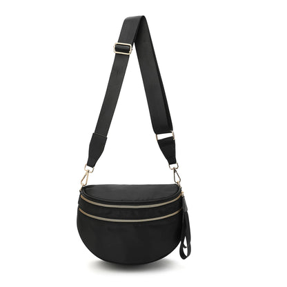 Versatile unisex crossbody bum bag – checkered nylon, box shape, travel and daily use