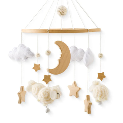 Wooden Felt Animal Crib Mobile With Soothing Calming Music