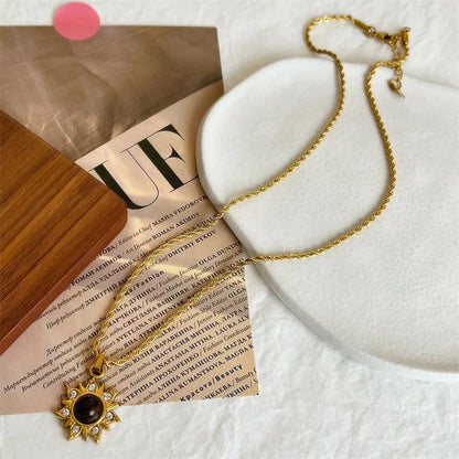 Layered Gold Tone Necklace Set With Resin Stone Pendants Boho Statement Jewelry Gift Idea Fall 2026