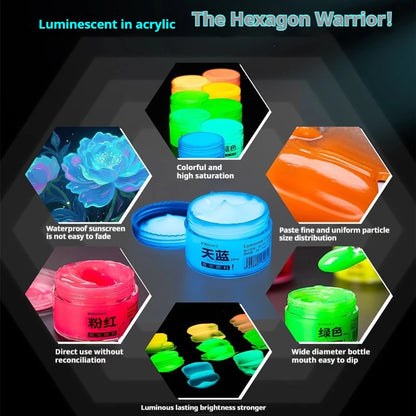 Glow in the dark pigment – lysende fluorescerende akrylmalesæt til DIY-graffiti, tasker og sko – TikTok viral 2026