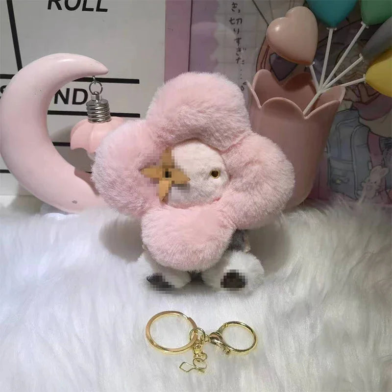 Sunflower Plush Keychain Bag Charm Pink Mini Cozy Gift