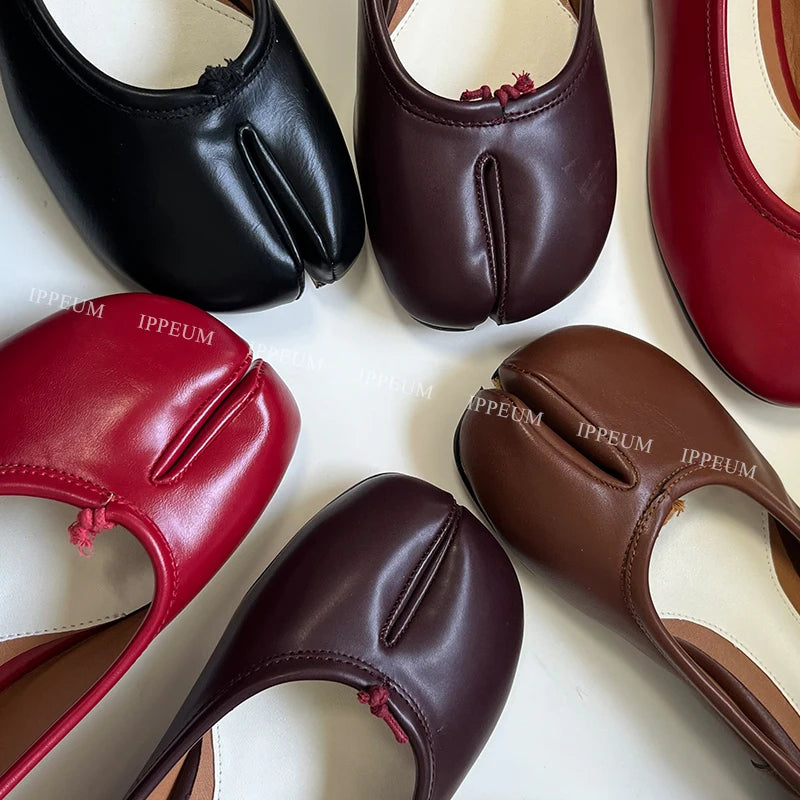 Lightweight Womens Split Toe Ballet Flats - Mary Jane, PU