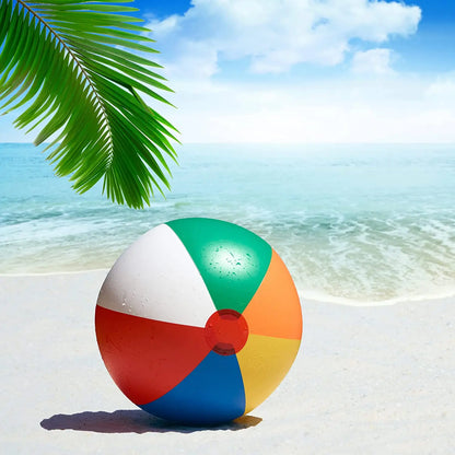 Colorful Inflatable Beach Balls Set of 3, 23cm Diameter, Durable PVC for Pool and Beach Fun, Ideal for Kids Aged 3 and Up
