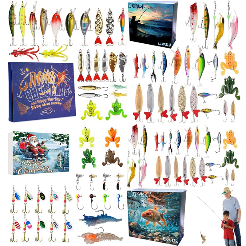 Calendario de Adviento de Pesca Kit de Cuenta Regresiva de Navidad de 24 Días
