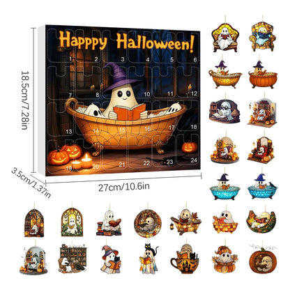 Calendario de Cuenta Regresiva de Halloween 24 Fantasmas de Acrílico Decoración