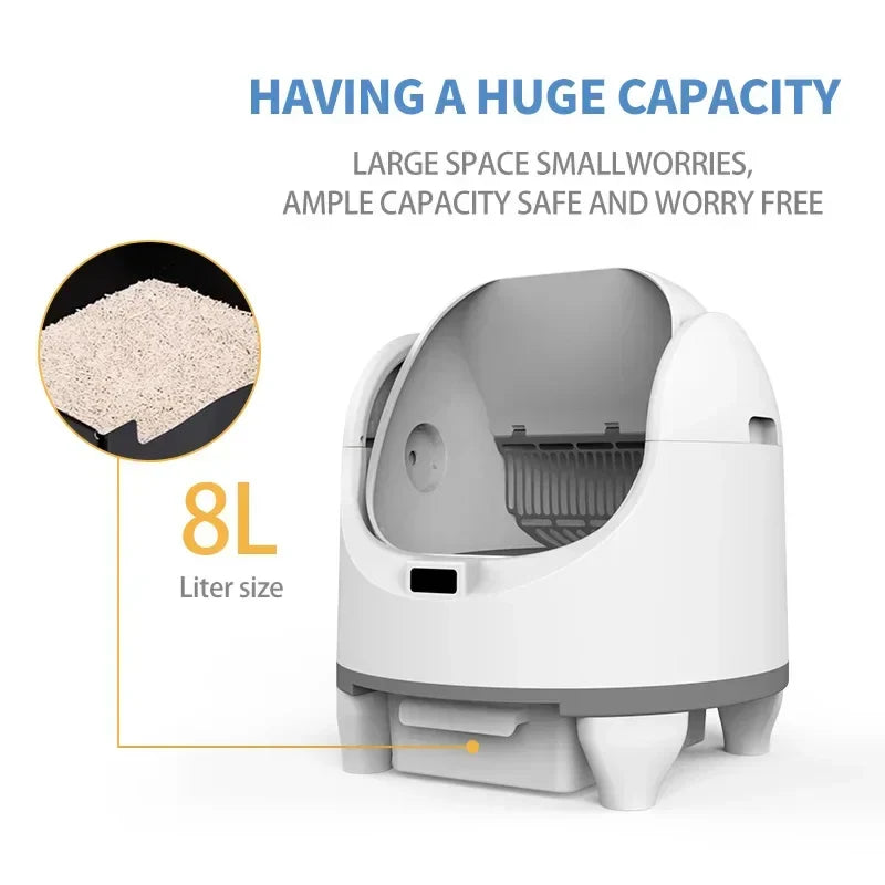 Automatic Cat Litter Box Self Cleaning With App Control Large Space Smart Toilet With Built In Stairs Safety Fall 2025