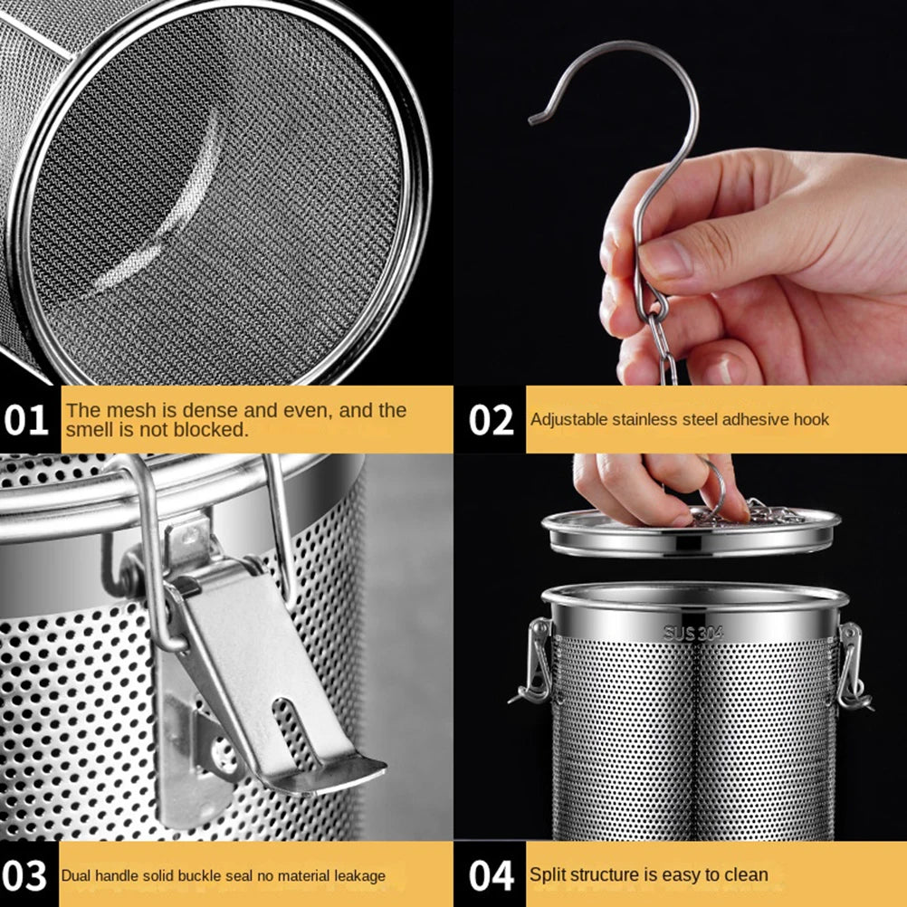 Panier à assaisonnement, passoire fine pour saumure avec crochet chaîne, anti-rouille, essentiel de cuisine, tendance Automne 2026