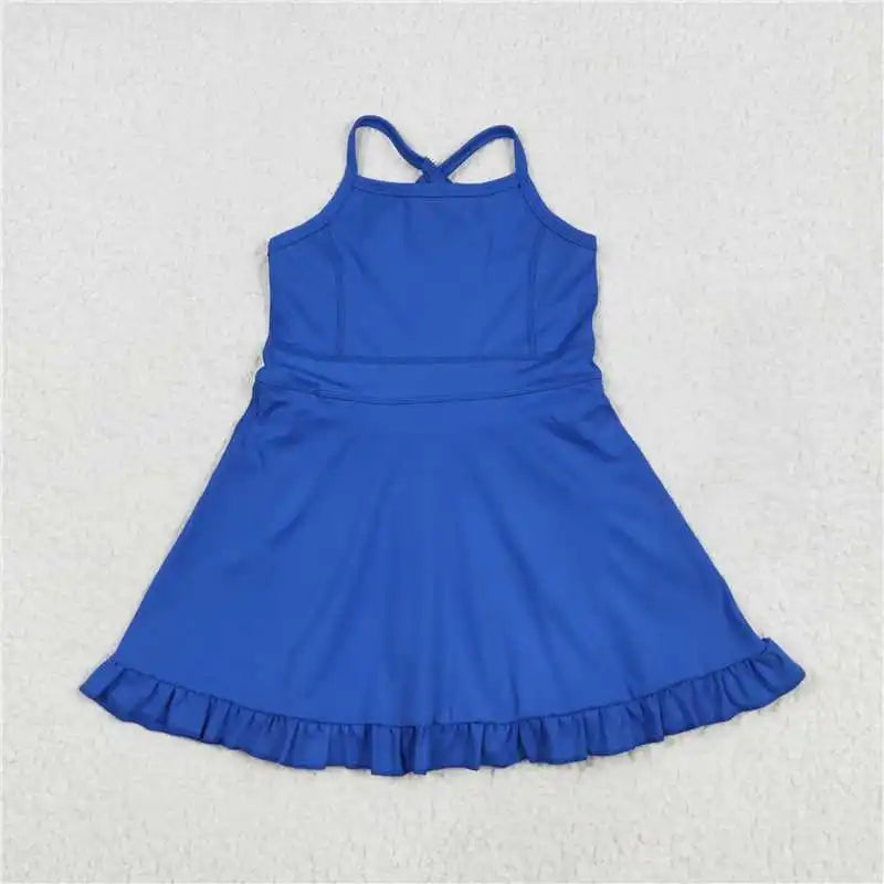 Soft girls' knit dress – knee-length, cotton-elastane, casual wear for active play