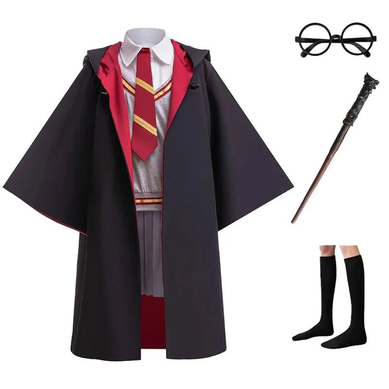 Halloweenkostuumset voor meisjes met cape van de toverschool, gestreepte top en carnavals- of verjaardags verkleedkleding 2026