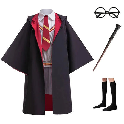 Halloweenkostuumset voor meisjes met cape van de toverschool, gestreepte top en carnavals- of verjaardags verkleedkleding 2026