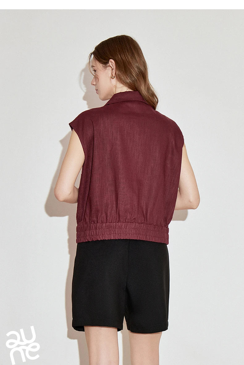 Lightweight Women's Sleeveless Jacket - Linen Cotton, Spring