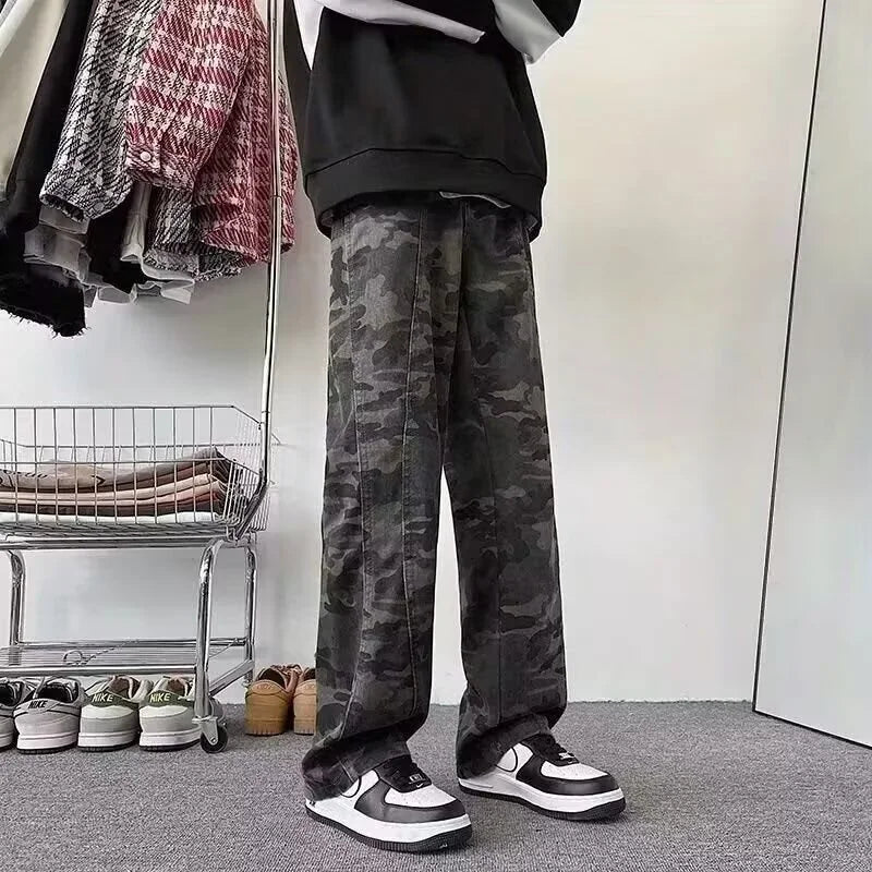 Jeans cargo para hombre de gran tamaño - denim recto y holgado