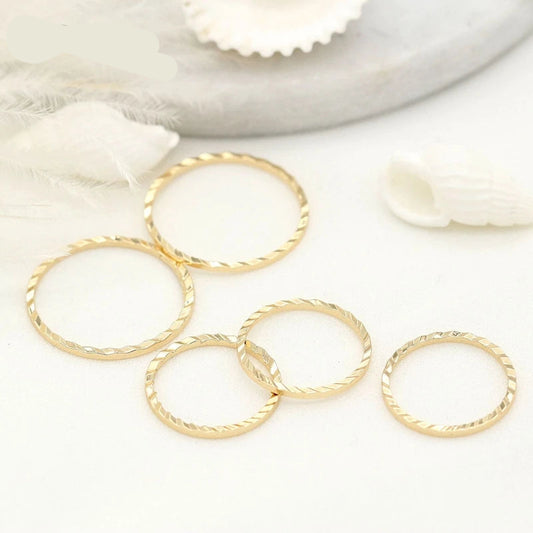 14K Gold Plated Brass Jewelry Ring Connectors Pack 10Pc