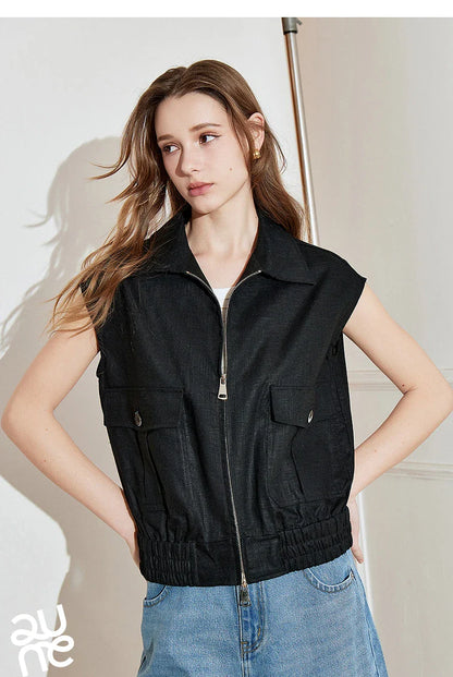 Lightweight Women's Sleeveless Jacket - Linen Cotton, Spring