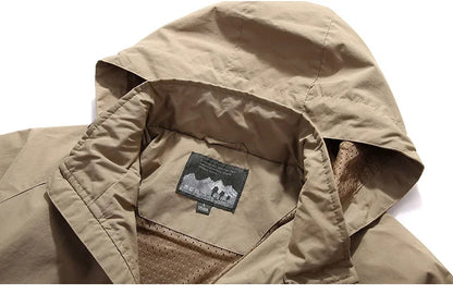 Chaqueta impermeable para hombre - Rompevientos con capucha de poliéster para camping