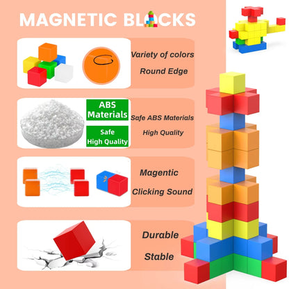 Magnetisches Bausteine-Set für Kleinkinder, STEM-Lernspielzeug mit starken Magneten und lebendigen Farben, 30-teiliges Magnetfliesen-Set