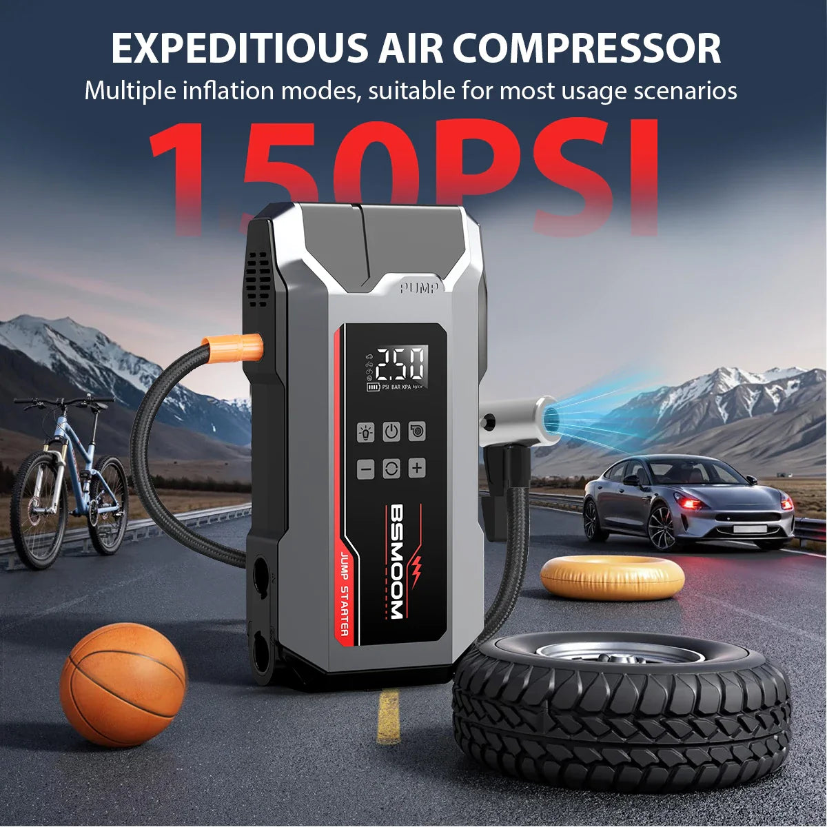 Car Jump Starter All In One Portable Power Bank With Wireless Tire Inflator Fall 2025 Emergency Prep Gift