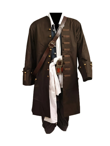 Pirates of the Caribbean Captain Jack Sparrow Full Cosplay Costume Set for Men Adults Halloween 2026
