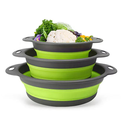 Set de coladores plegables Auto-drenantes para colgar sobre el fregadero Colador de cocina Primavera 2026 Almacenamiento fácil