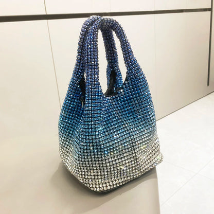 Glanzende Kristallen Clutch Tas Emmer Schoudertas voor Avond Luxe Strass Handtas