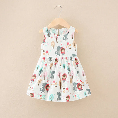 Soft girls’ dress - sleeveless a-line, assorted prints and patterns, cotton, for summer wear
