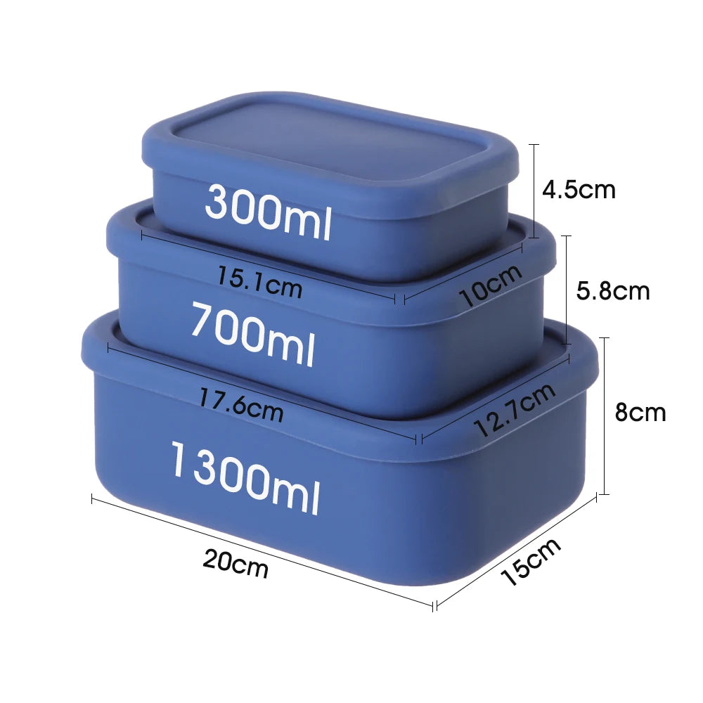 BPA-Free Leak-Proof Silicone Bento Lunch Box - Reusable Meal Prep Container for Kids & Adults