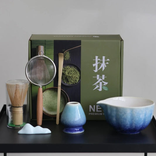 Keramik Matcha Tee Set mit Bambusbesen Geschenkbox Kit