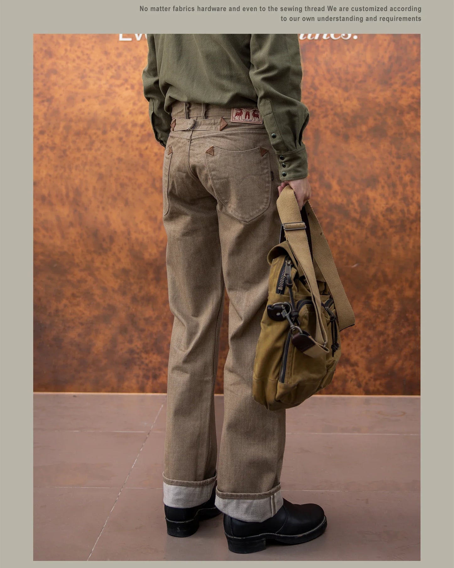 Holdbare avslappede rette jeans for menn - løse selvedge casual