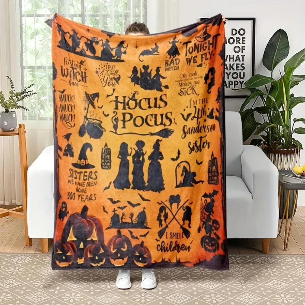 Hocus Pocus Flannel Throw Blanket Halloween 2025 Cozy