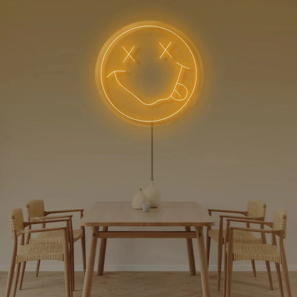LED Neon Sign 35cm USB Powered Smile Face Wall Hanging Night Light Bedroom Decor Fall 2025 Gift