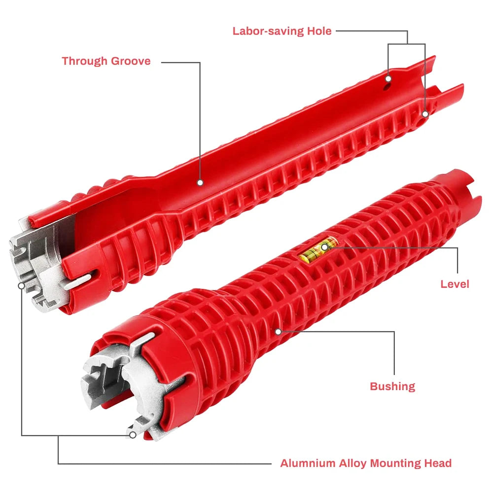 8-in-1-Mehrzweck-Zauberschlüssel für Heimwerkzeuge – Sanitär- und Wasserhahn-Installationsgerät