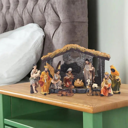 Nativity Scene Set 12-Piece Resin Tabletop Nativity Set for Christmas Indoor Decor Timeless Centerpiece