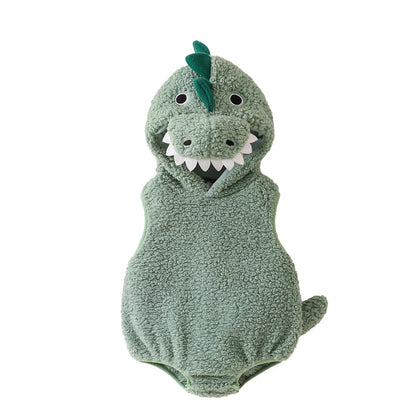 Baby Dinosaur Halloween Romper Plush Hooded Sleeveless