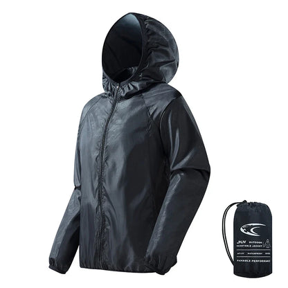 Chaqueta impermeable para hombre para senderismo - con capucha, de secado rápido, poliéster