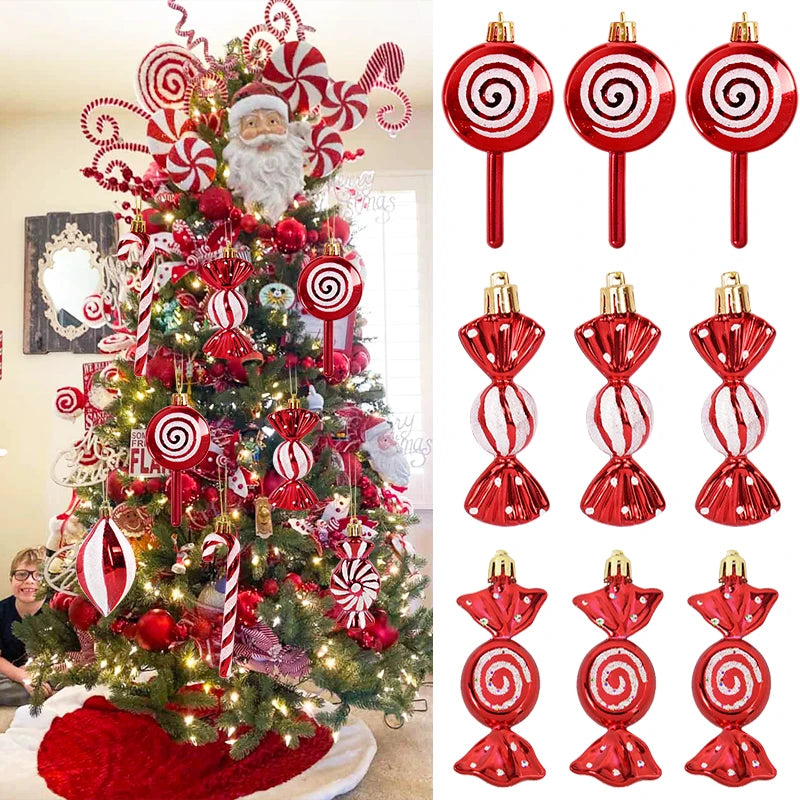 6-Pack Christmas Candy Cane Ornaments - Festive Tree Decorations for Holiday Home Decor, Perfect New Year Gift 2024