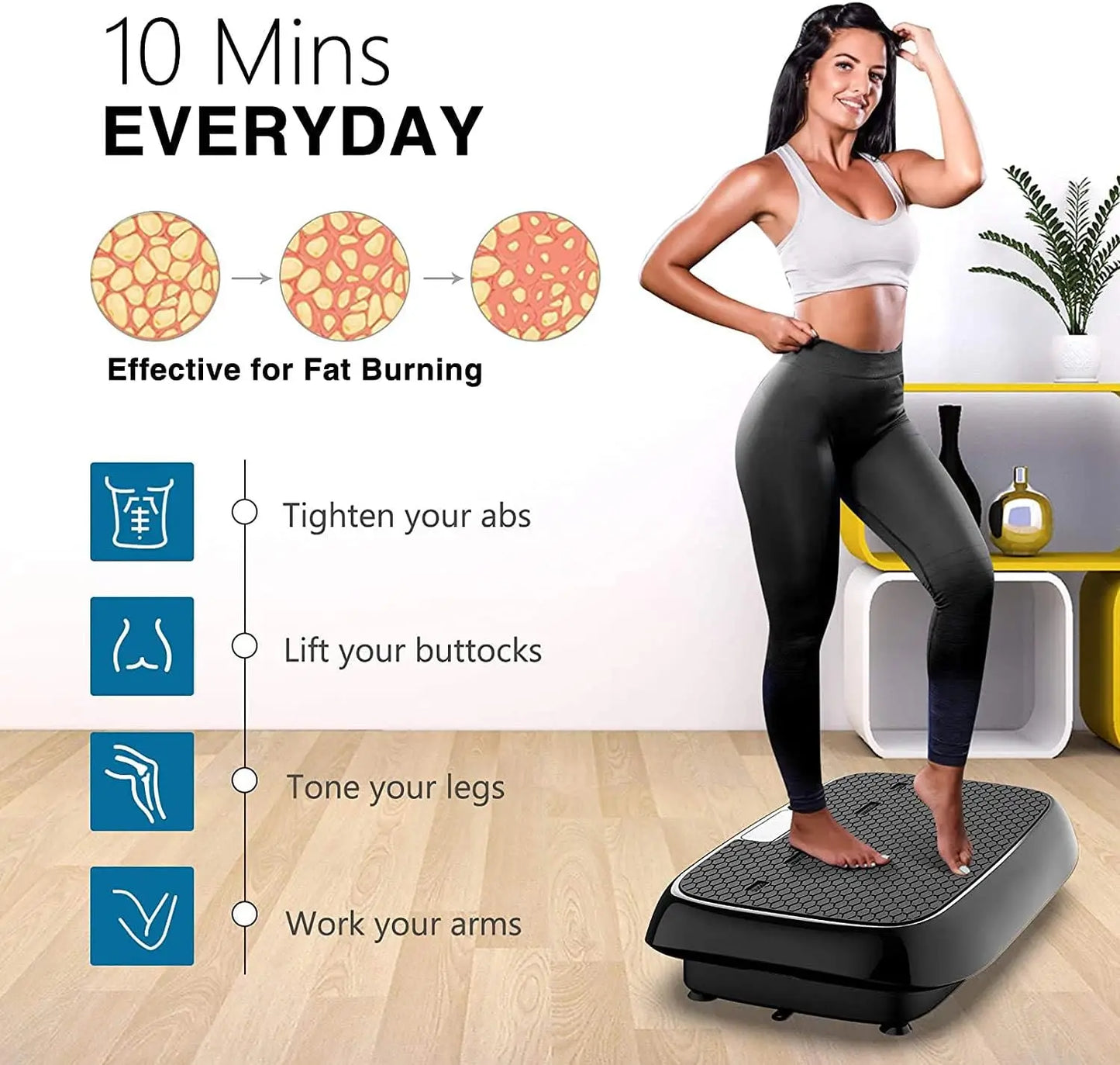 Vibration Plate Platform Exercise Machine with Bluetooth Speaker, Home Fitness Equipment for Weight Loss