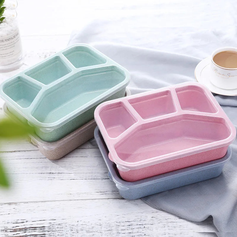 Durable 4-Compartment Bento Lunch Box for Kids - BPA-Free Reusable Meal Prep Container