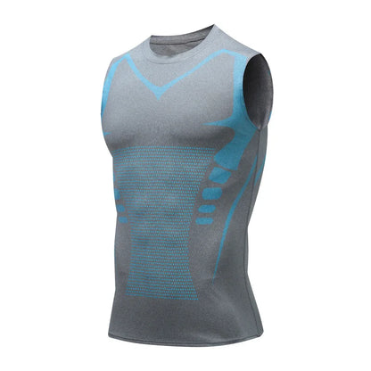 Quick-dry men's compression tank top – polyester, sleeveless, gym and bodybuilding vest