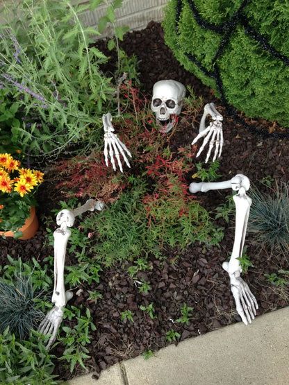 Stakes de squelette Crâne réaliste et mains Décor de pelouse Halloween Automne 2025 Accessoire effrayant pour jardin extérieur