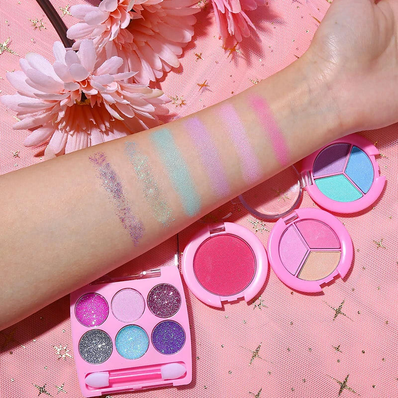 Kids Makeup Kit Pink Washable Princess Play Set Safe Non Toxic Back To School Gift 2025